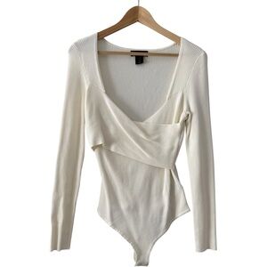 House of Harlow 1960 Cream Ribbed Crossover Bodysuit NWOT